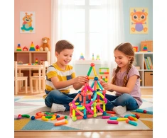 Vaikiškas magnetinių kaladėlių rinkinys, 100 dalių