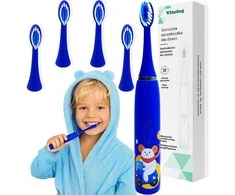 Dantų šepetėlis Vaikiškas sonic šepetėlis – švelnus dantenoms, su 4 keičiami antgaliais