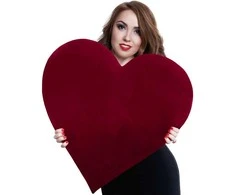 XXL dydžio širdies formos dekoratyvinė pagalvė 70 cm, bordo veliūrinė