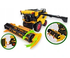 Žaislinis New Holland kombainas su traktoriumi ir priekaba – realistiškas modelis su judančiomis dalimis