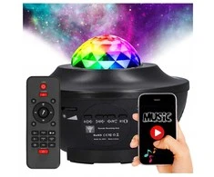 Žvaigždžių projektorius su LED naktine lempa, „Bluetooth“ garsiakalbiu ir pulteliu
