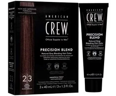 Rinkinys „Trio American Crew Precision Blend“ pusiau ilgalaikiai plaukų dažai, 4-5 natūralios spalvos, 3 vnt., 40 ml