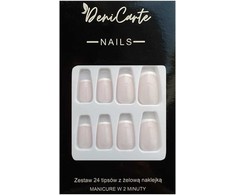 Blue Deni Carte Tipsy French - False Nails In French Style - Baltas Mėlyna French