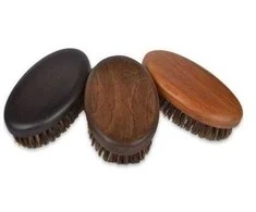 Beard grooming brush with natural boar bristles – medium size - Orzech - średni ruda (pilka)