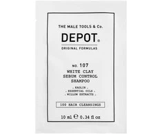 Depot, 100 plaukų valymo priemonių Nr. 107, kaolinas, plaukų šampūnas, skirtas pertekliniam riebalų išsiskyrimui reguliuoti, 10 ml