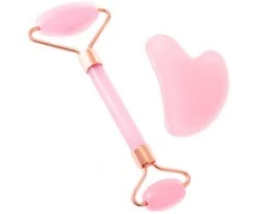 Pink Gua Sha Stone Rožinė Massager Set