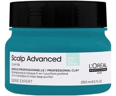 Valomoji kaukė - šampūnas riebiai galvos odai L'oreal Professionnel Scalp Advanced Anti-Oiliness 2-In-1 Deep Purifier Clay 250ml