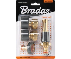 4 dalių laistymo priedų rinkinys 1/2 žarnoms Bradas BRASS SOFT, Brass