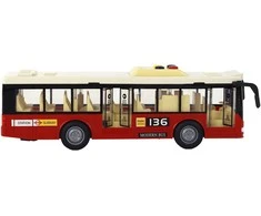 Autobusas su garsais ir šviesom, raudonas