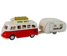 Autobusas su kemperio priekaba, raudonas