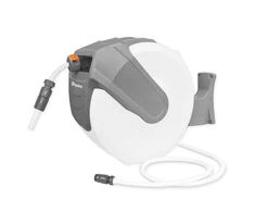 Automatinė žarnos ritė Bradas Baltas LINE su laistymo žarna 1/2" 35m ir priedais