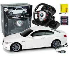 Automobilis BMW M3 su nuotolinio valdymo pultu 1:18, baltas