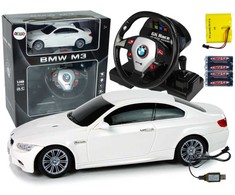 Automobilis BMW M3 su nuotolinio valdymo pultu 1:18, baltas