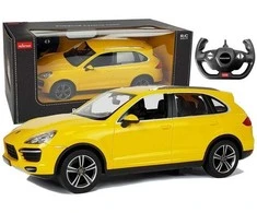 Automobilis Porsche Cayenne Rastar su nuotolinio valdymo pultu, geltonas