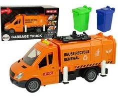 Automobilis šiukšliavežis su garso efektais, oranžinis