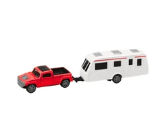 Automobilis su kemperiu Die-Cast, raudonas