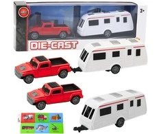 Automobilis su kemperiu Die-Cast, raudonas