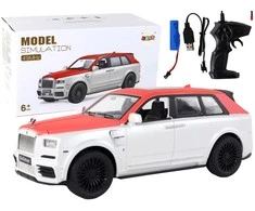 Automobilis su nuotolinio valdymo pultu, baltas/raudonas