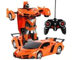 Automobilis - transformeris su nuotolinio valdymo pultu, oranžinis
