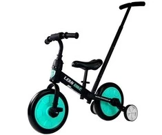 Balansinis triratis dviratukas su pedalais 3in1, juodas/mėtinis