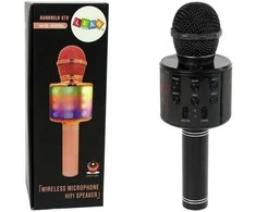 Belaidis karaoke mikrofonas su garsiakalbiais ir įrašymo funkcija WS-858, juodas