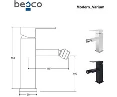 Bidė maišytuvas Besco Modern / Varium, Juodas matt