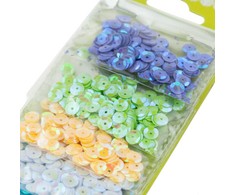 Blizgučiai žvyneliai dekoravimui, 6 mm, 6 spalvų (1 rinkinys)