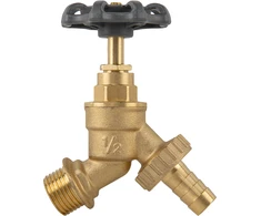 Čiaupas 1/2" x 3/4" išor.sr su vožtuvu ir jungtimi 13 mm žarnai Bradas ROUND HANDLE, žalvaris