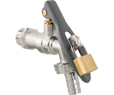 Čiaupas 1/2 x 3/4 išor.sr su vožtuvu ir jungtimi 13 mm žarnai Bradas LEVER LOCK, Brass/Nickel