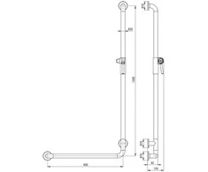 Deante Lehnen vonios kambario rankena su dušelio laikikliu, dešininė, 60/120 cm, Steel