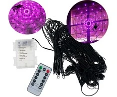 Dekoratyvinė lempučių girlianda Voratinklis 70 LED, violetinė
