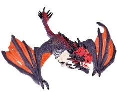 Drakono figūrėlė, pilkas/oranžinis, 21 cm