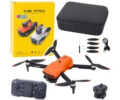 Dronas D6 PRO su kamera ir LED, oranžinis