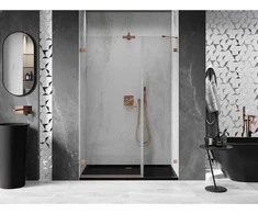 Dušo durys Mexen Lunar-B, kairė, 140 cm, transparent/brushed copper