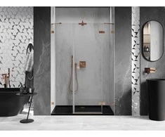 Dušo durys Mexen Lunar, dešininės, 130 cm, transparent/brushed copper