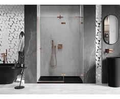 Dušo durys Mexen Lunar, dešininės 135 cm, transparent/brushed copper