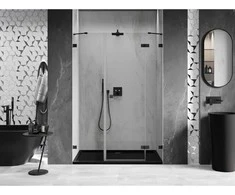 Dušo durys Mexen Lunar, dešininės, 155 cm, transparent/juodas