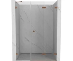 Dušo durys Mexen Lunar-F, sulankstomos, dešinė, 130 cm, transparent/brushed copper