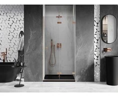 Dušo durys Mexen Lunar-F, sulankstomos, dešinė, 95 cm, transparent/brushed copper