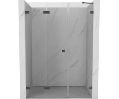 Dušo durys Mexen Lunar-F, sulankstomos, kairė, 130 cm, transparent/brushed gun pilka