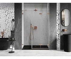 Dušo durys Mexen Lunar-F, sulankstomos, dešinė, 140 cm, transparent/brushed copper
