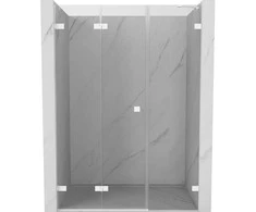 Dušo durys Mexen Lunar-F, sulankstomos, kairė, 150 cm, transparent/baltas