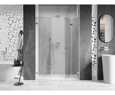 Dušo durys Mexen Lunar-F, sulankstomos, dešinė, 115 cm, transparent/brushed nickel
