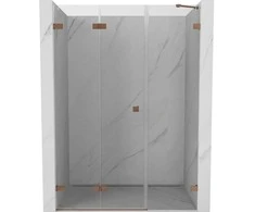 Dušo durys Mexen Lunar-F, sulankstomos, kairė, 115 cm, transparent/brushed copper