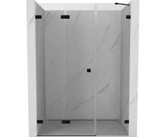 Dušo durys Mexen Lunar-F, sulankstomos, kairė, 145 cm, transparent/juodas
