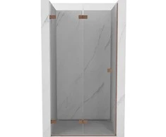Dušo durys Mexen Lunar-F, sulankstomos, kairė, 95 cm, transparent/brushed copper