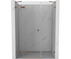 Dušo durys Mexen Lunar, kairinės, 130 cm, transparent/brushed copper
