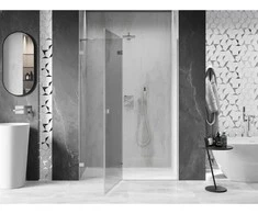 Dušo durys Mexen Lunar, kairinės, 130 cm, transparent/brushed nickel