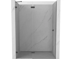 Dušo durys Mexen Lunar, kairinės, 135 cm, transparent/gun metal