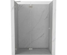 Dušo durys Mexen Lunar, kairinės, 135 cm, transparent/brushed nickel